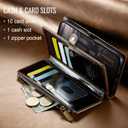 Defencase Compatible with iPhone 13 Pro Max Case Wallet with RFID Blocking Card Holder for Women Men, PU Leather Magnetic Snap Flip Zipper Strap Wallet Phone Case Fit for iPhone 13 Pro Max 6.7, Coffee