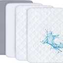 Pack and Play Sheets and Waterproof Pack n Play Mattress Protector Pad Cover 4 Pack Set, Ultra Soft Pack n Play Mattresses Sheets Compatible with Graco Pack n Play, Grey&White