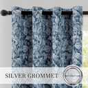 ChrisDowa Navy Blue Blackout Curtains 84 Inches Long 2 Panels for Bedroom Living Room,Flower Patterned Room Darkening Thermal Insulated Soundproof Grommet Window Treatments Drapes,52X84