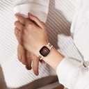 Stainless Steel Bands Compatible with fitbit Sense 2/Sense/Versa 4/Versa 3, Replacement Classic Metal Wristband for Men (01# Rose Gold with Rainbow)