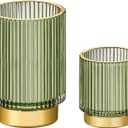 Makeup Brush Holder Organizer,Toothbrush Holders,Desk Pen Pencil Holder,Multifunctional Vintage Glass Brush CupS+L/Green/A3-1-US