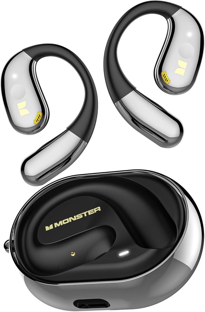 Monster Open Ear AC360, Wireless Bluetooth Rotary Earphone, with Lanyard, Upgraded Bluetooth 6.0, Touch Control, 24h Long Battery Life, IPX5 Waterproof,Long-Lasting Wear Without FatigueBlack