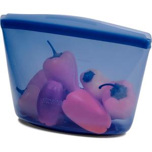 Stasher Silicone Reusable Storage Bag, 4-Cup Bowl, Reusable Freezer Bag, Microwave, Dishwasher, Oven Safe, Sous Vide, Lunch Container, Eco Friendly, Food Storage Bag, Snack Bag, 32 oz, Deep Ocean | Reusable Food Bag