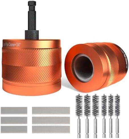 1/2" & 3/4" Metal Copper Pipe Cleaner Set,with 1/4 Hex Shank,Each Additional 3PCS Replaceable Brushes are Provided,for Cleaning Rust, Cleansing Copper/Bronze/Brass Pipes/Tubes for Soldering
