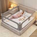 King Size Bed Rails for Toddlers: 3-Piece with Corner Cushion | Stable, Tool-Free Install, Fold-Down & Dual Safety Lock, Side Pocket, Adjustable for 2-13" Mattress, for Baby Co-Sleeping