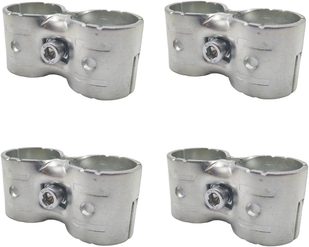 4 Pcs Double Port Parallel Pipe Clamp, 1 Inch (25.4 mm) OD Steel Tube Connector, Carbon Steel Rail Joint Clip with Hardware,Steel Pipe Tube Joint Connector Clip,for DIY Shelf Garden Support