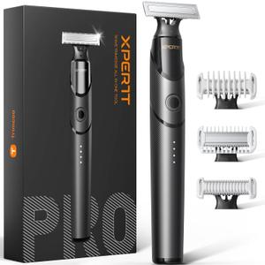 [2025 Upgraded Beard & Body Hair Trimmer for Men [All-in-One] USB-C Fast Charging, Groin & Ball Hair Painless Electric Shaver, Travel Razors, Waterproof Wet/Dry Groomer, Black(Lite)
