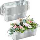 10 Pcs Galvanized Oval Planters, Galvanized Bucket Planter with Handle, Oval Metal Pails for Rustic Farmhouse Home Decor, Outdoor Party, Weddings, Gift and Storage Box