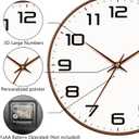 Woodgrain Wall Clocks Battery Operated 12 Inch, Large Easy-to-Read Silent Digital Wall Clock, Non Ticking Modern Vintage Analog Clock for Bedroom Living Room Bathroom Kitchen Office Gym,Brown