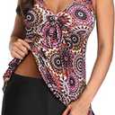 Yonique Women 2 Piece Flowy Tankini Swimsuits with Boyshorts V Neck Swim Tank Tops Bathing Suits Modest Swimwear XXL