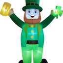 Giant 12ft St Patrick's Day Inflatable Outdoor Decor Leprechaun Lucky Shamrock St Patrick Blow up Inflatable Yard Decoration Built-in 6 LEDs for Yard,Lwan,Garden