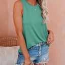 JAWINT Women's Casual Tank Tops Summer Crewneck Sleeveless Tunic Flowy Loose Shirts (Green, XXL)