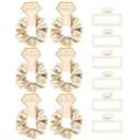 Bridesmaid Proposal Gifts, 12 PCS Bridesmaids Silk Hair Scrunchies & Pearl Hair Clips Set for Women Bachelorette Party Favors Bridal Shower Favors Bridesmaids Gifts for Wedding Day (Champagne Gold)