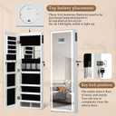 LED Mirror Jewelry Cabinet with Bluetooth Speaker, Wall/Door Mounted Jewelry Organizer Armoire, Full Length Lighted Mirror with Jewelry Storage,Jewelry Box Standing for Women