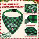 2 x Valentines Day Dog Bandana with Unique Quick-Release Buckle and Retractable Design,Triangle Reversible Bibs Breed for S-M Dog and Cat,Green Plaid Bandana with Christmas Santa Print in a Gift Box(M)