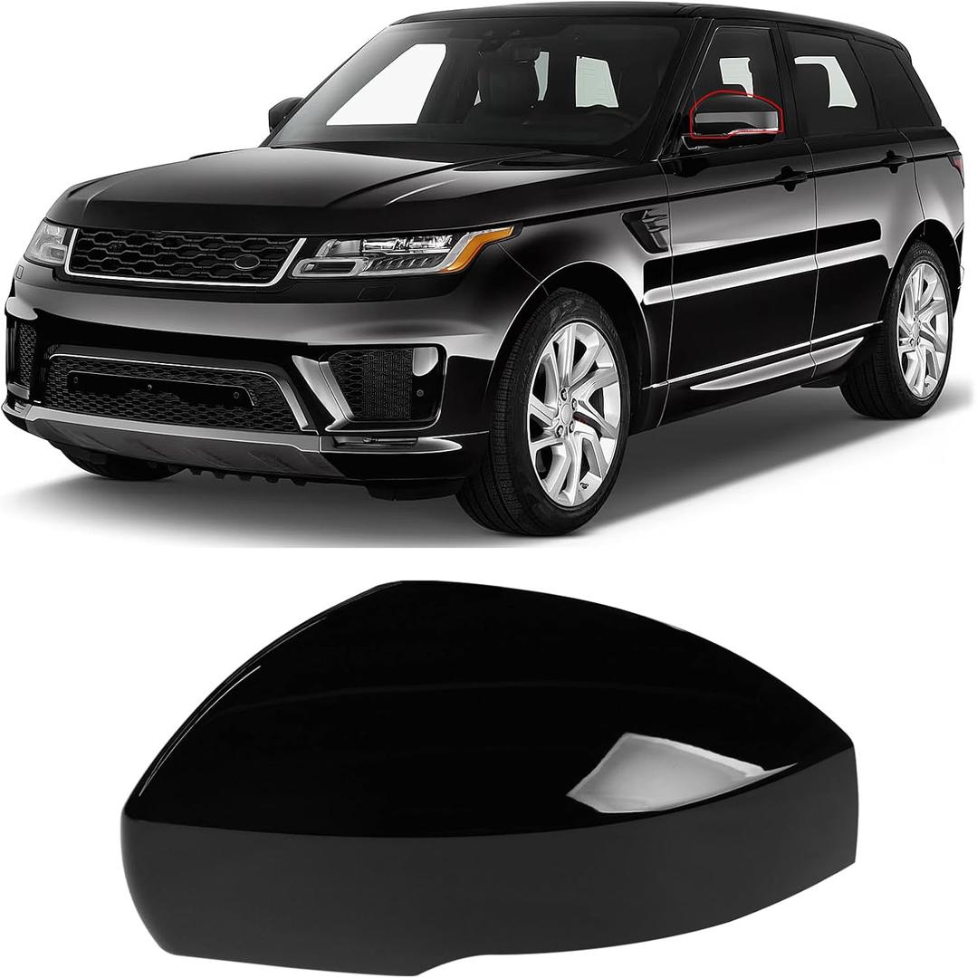 Moonlinks Compatible Range Rover/Sport/LR4/Discovery Side Mirror Cover Replacement 2013-2020, Glossy Black Left Driver Side Clip-on Mirror Cap WITH Turn Signal, Replace for LR035092