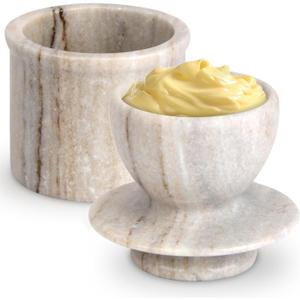 Butter Crock with Lid, Soft Spreadable Butter keeper, Marble French Butter Keeper to Leave On Counter, Butter Dish, Home and Kitchen Decor for Countertop -all (Viva Jade, Large)