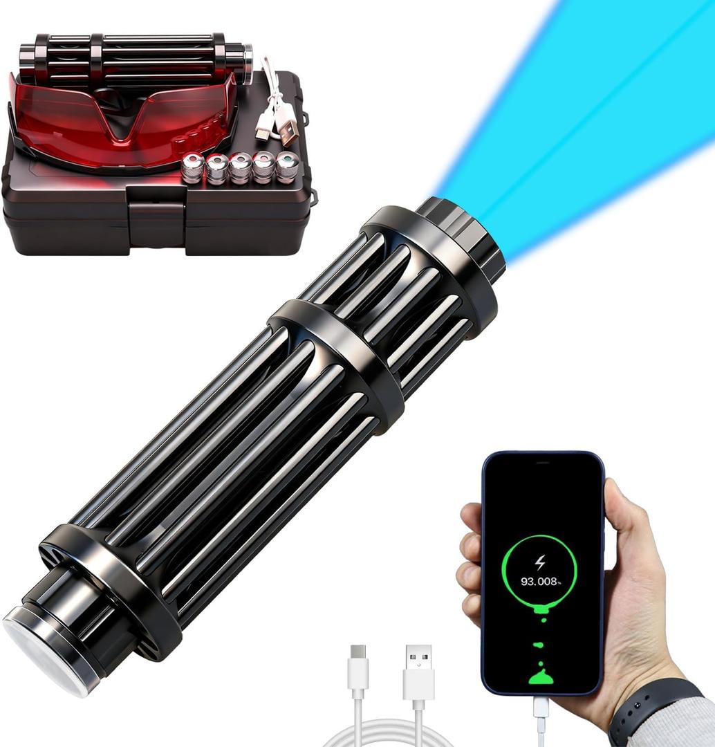 Blue Rechargeable LED Outdoor Flashlight, 6 Light Modes, Zoomable and Waterproof, Perfect for Camping, Hiking, and Fishing (USB Black)