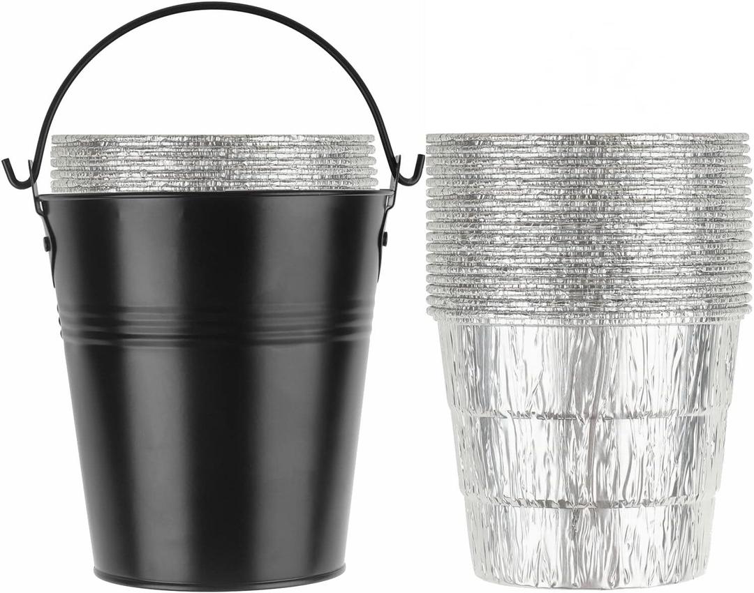 15-Pack Liners & Replacement Traeger HDW152 Drip Grease Bucket for Traeger 20/22/34, Pit Boss, etc Pellets Smoke (Black 15)