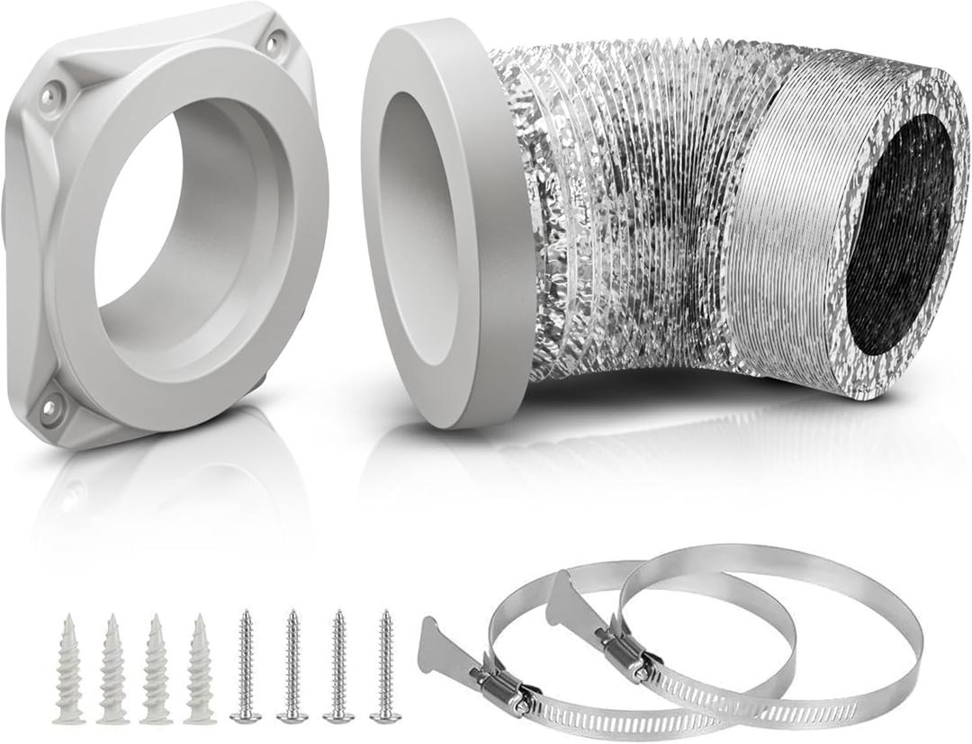 Magnetic Dryer Vent Connector Kit with 2.6ft Hose, 4 Inch ABS Snap-On Quick Connect for Tight Spaces, Airtight Seal Dryer Exhaust Venting Hookup Adapter for Laundry Room, SDV180