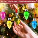 Baquler 30 Pcs Christmas Fillable Light Bulb Hanging Ornament Plastic Fillable Christmas Tree Ornaments Clear with Screw Off Cap and Rope Xmas Sticker for Holiday Party Decor Indoor Outdoor