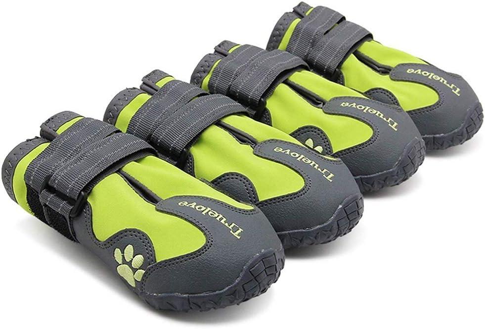 TRUE LOVE Dog Shoes Waterproof Anti-Slip Rain Boots with Reflective TLS3961 (4#, Neon Yellow)