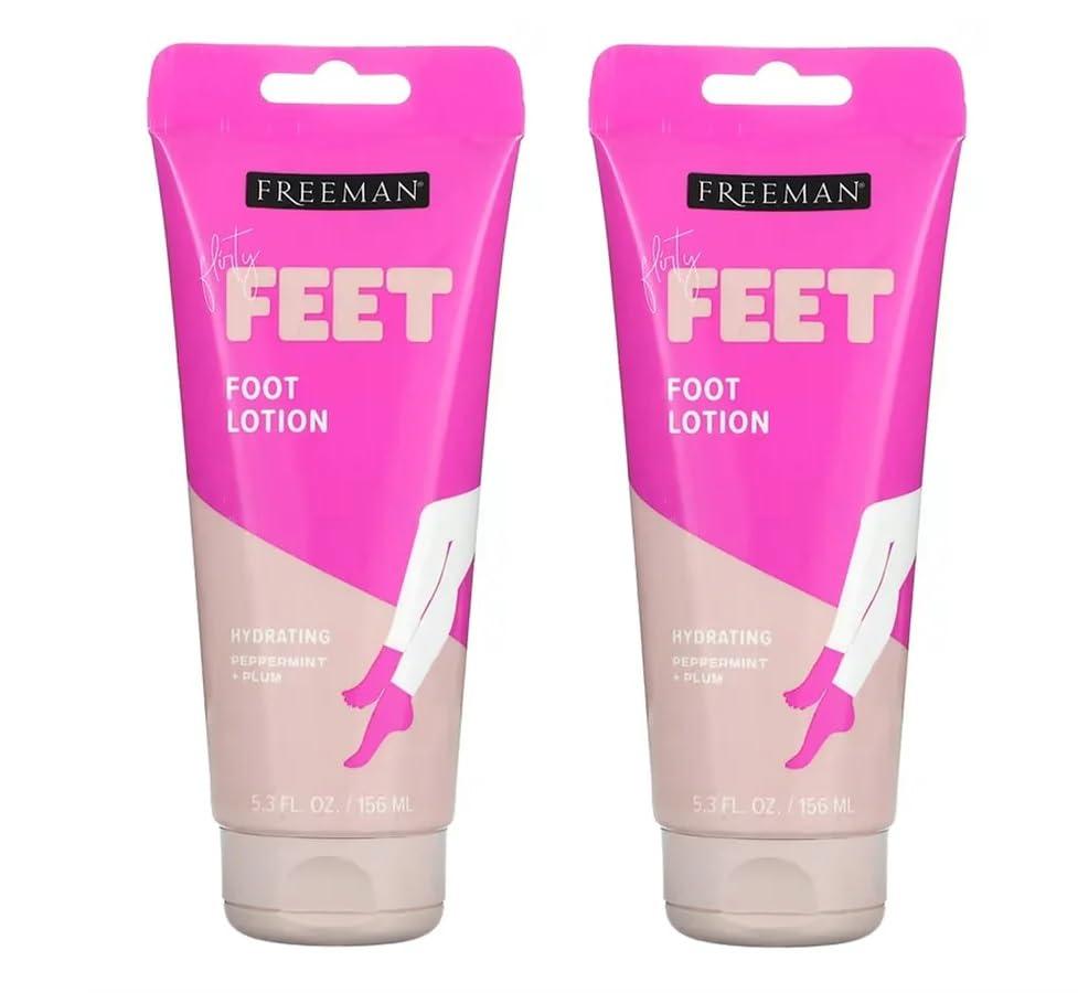 Freeman Flirty Feet Hydrating Foot Lotion, Peppermint and Plum, 5.3 Fl Oz, Pack of 2