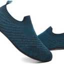 Adult Lightweight Slip-on Grip Indoor House Slippers Non-slip Barefoot House Home Shoes for Women Men (6-6.5 Women/4.5-5 Men, 2005bluecyan)