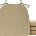 Chair Cushions for Dining Chairs Set of 4, Non Slip Kitchen Chair Pads, 17" x 16" x 2", Indoor Dining Chair Cushions with Ties, D-Shaped Seat Cushions for Kitchen Chairs, Khaki