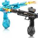 YRIOWMI Electric Water Gun,Full Automatic Electric Squirt Gun 28-32 FT Range Water Pistol Blaster Soaker,Water Playing Toys for Outdoor Yard Beach Pool (Blue+Black)