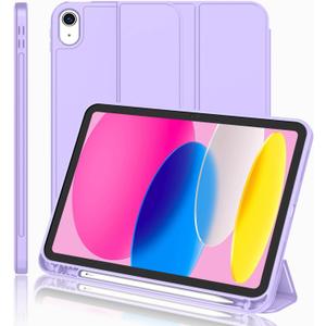 iMieet iPad (A16) Case 11th Gen/iPad 10th Generation Case [11-Inch 2025/10.9 Inch 2022] with Pencil Holder, Trifold Stand Smart Cover with Soft TPU Back,Auto Wake/Sleep(Clove Purple)