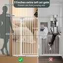 51'' Extra Tall Cat Gate Barrier for Doorways Hallways, Pressure Mounted Pet Dog Gates No Drilling Easy Walk Thru, Cat Fence Indoor Climb Proof 30-33'' Wide (White)