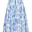 GRACE KARIN Women's 2025 Summer Maxi Dress Floral Tie Front Spaghetti Strap Casual Boho Beach Flowy Sundress with Pockets (XX-Large, White Blue Floral)