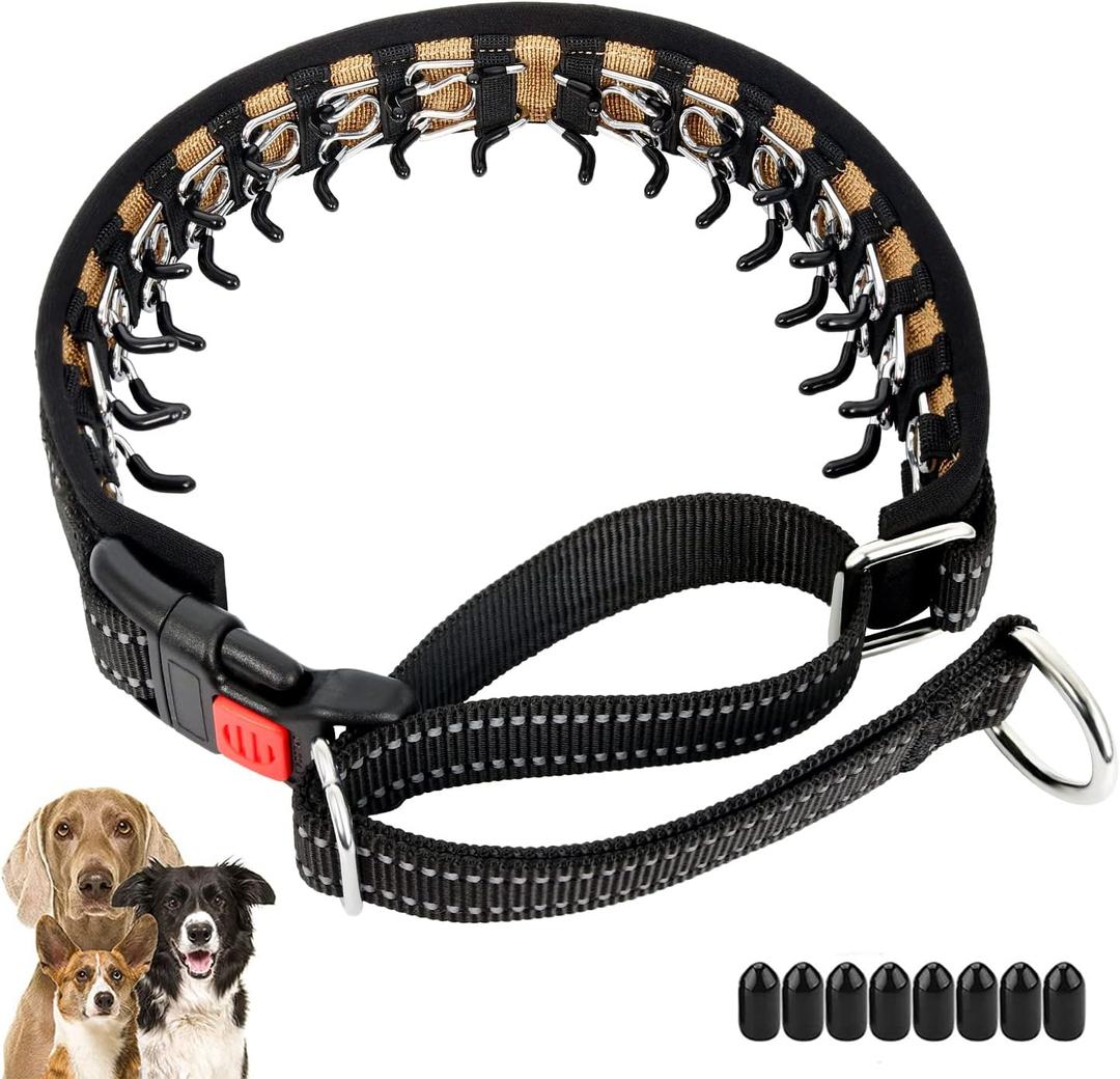 Mayerzon Martingale Collar for Dogs, No Pull Dog Collar with Reflective Strip for Small Medium Large Dogs, Anti Pulling Dog Collar with Buckle for Walking Training, Safe for Night Walk(Black, L) (Large, 2.5mm,25-Inch,18.5-23.5"Neck)