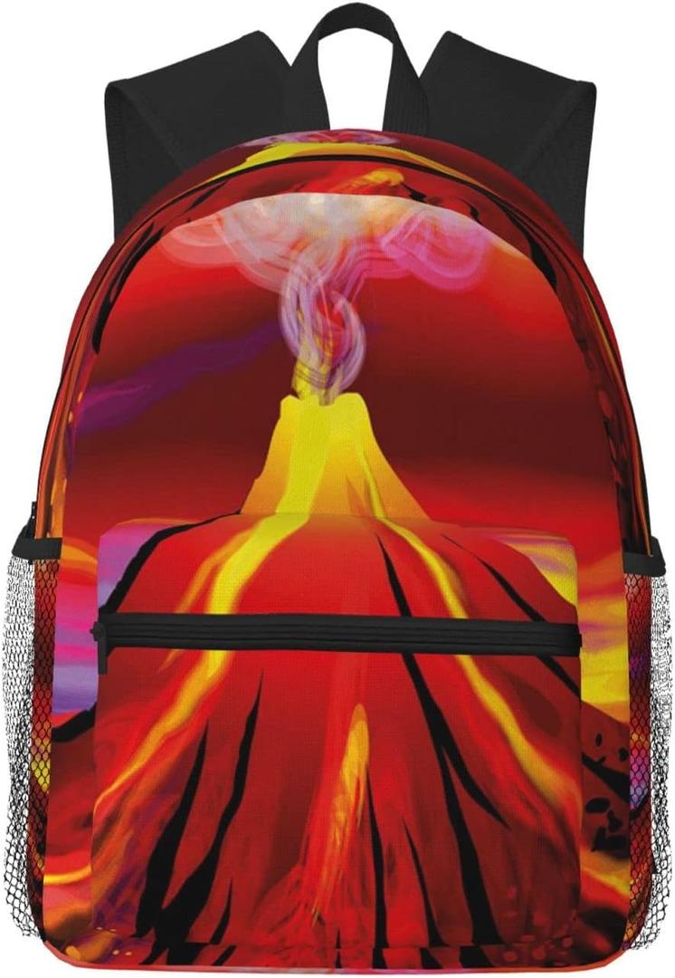 Limhibu Travel Backpack for Boys Girls Kids, Volcano 2 Backpacks Children School Bag Bookbag Daypack for Men Women