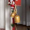 6 x Shabby Chic Christmas Bell Set of 3, Vintage Gold Rustic Metal Harmony Cowbells with Jute Rope for Hanging, Farmhouse Decor for Door, Wall, Tree, Christmas, Thanksgiving & Crafts