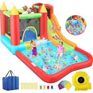 AKEYDIY Inflatable Bounce House for Kid Gifts |13 x 12ft Kids Water Slide Bounce House Jump 'n Slide, Rocket Castle/Water Bounce House & Slide,Climb&Jump All-in-one Bounce House for Kids 3-12 Backyard