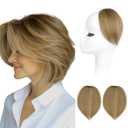 REECHO Clip in Hair Volumizer, 2PCS 6 inch Short Thick Clip in Hairpieces Adding Extra Volume Hair Extensions for Women (Honey Blonde with Highlights)