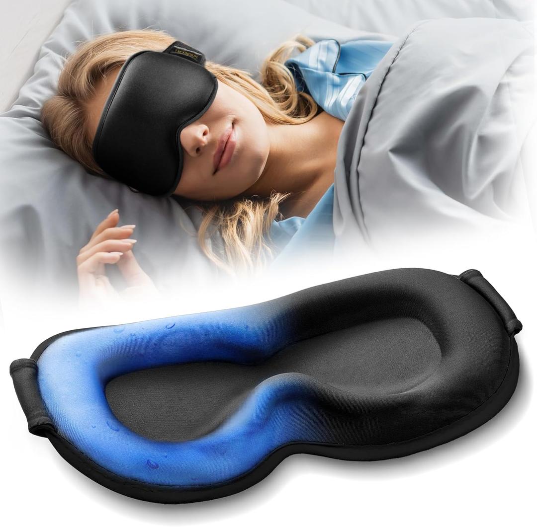 3D Weighted Cooling Gel Eye Mask for Sleeping, FSA Eligible Items HSA, 6oz Gel-Weighted Sleep Mask, 100% Blackout, Gentle Pressure & Cold Relief for Migraine, Ice Cold Mask for Travel Essentials