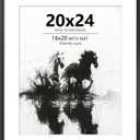 20x24 Picture Frame Black Aluminum Wall Frame with Real Glass, 16x20 Frame with Mat or 20 x 24 Without, Large Metal Poster Frames for Horizontal or Vertical Display