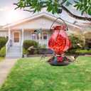 BOLITE Hummingbird Feeder, Hand Blown Glass Hummingbird Feeders for Outdoors Hanging with Ant Moat, 5 Bee-Proof Ports, Leak-Proof, 360 Perch, 22oz, Red, Gifts for Women Men, Gifts for Mom Dad