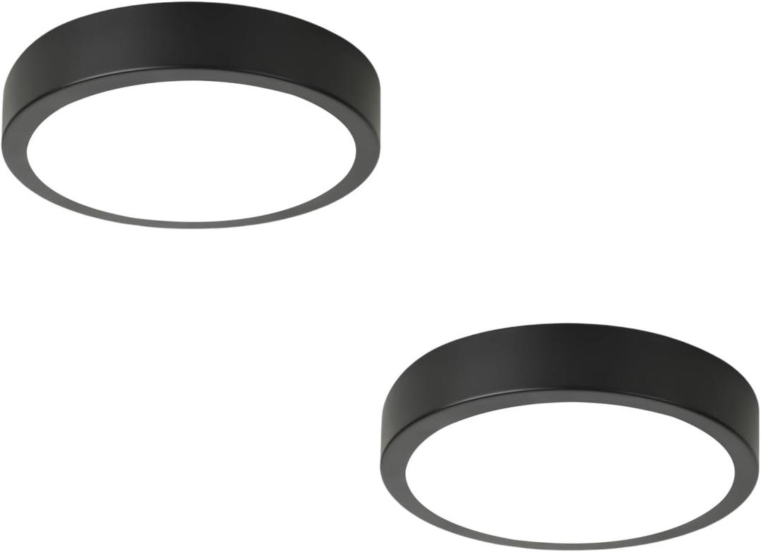 11" LED Flush Mount Ceiling Light, Black Mordern Ceiling Lighting with 5CCT 2700K-5000K, Dimmable LED Light Fixtures Ceiling Mount for Kitchen Bathroom Bedroom Hallway, 2 Packs