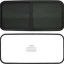 GXYWADY 48 Inch x 22 Inch RV Horizontal Slide Window Black Toughened Glass