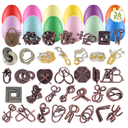 PullCrease 36 Set Easter Brain Teaser Puzzles Basket Stuffers Include 36 Fillers Eggs and 36 Brain Teaser Puzzles for Teens Adults Easter Egg Hunt Gifts IQ Education Smart Toys Family Games Favors