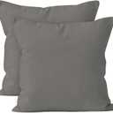 4 x Encasa XO Throw Pillow Covers 18x18 in Set of 2 Grey | No Inserts | Cotton Pillow Covers for Living Room, Bed, Sofa, Couch | Decorative Cushion Covers with Improved Zippers