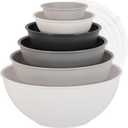 BoxedHome BPA Free Plastic Round Mixing Bowl with Lids, 12 Pack Nesting Bowls with Lids Set, Microwave and Dishwasher Safe Prep & Serving Bowls Great for Mixing, Baking, Serving (White, 12pcs)