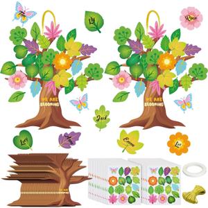 Pajean 60 Set Spring Craft Kits, Flower Leaf Butterfly DIY Spring Tree Art Craft Hanging Ornaments Party Favors Decorations for Home Party Family Activities Supplies
