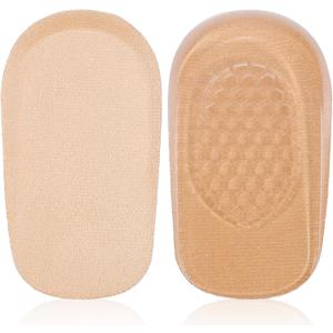 2Pairs Silicone Heel Lifts, 1/2 Inch Heel Inserts for Women, Discrepancy Gel Half Foot Insoles for Women and Men(Beige)