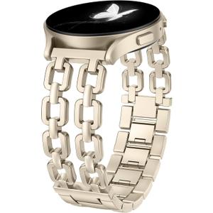 Wearlizer Metal Band Compatible with Samsung Galaxy Watch 7 6 5 4 FE Active 2 40mm 44mm/Watch 6 4 Classic 43mm 47mm 42mm 46mm/Watch 5 Pro 45mm Bands, 20mm Dressy Stainless Steel Chain Strap Women