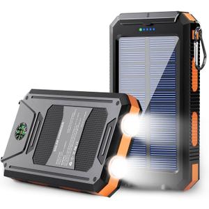 Solar Power Bank - 36800mAh Solar Phone Charger, USB-C QC3.0 Fast Charger with LED Flashlight, IP65 Waterproof Portable Power Bank for Camping, Hiking Outdoor Activities Orange